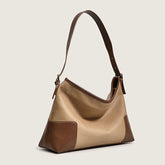 Kontrastfarbene Tragetasche mit Schnallenbesatz - Braun